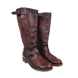 Frye Veronica Slouch Boots Womens 7.5B Tall Distressed Moto-inspo Riding Buckle